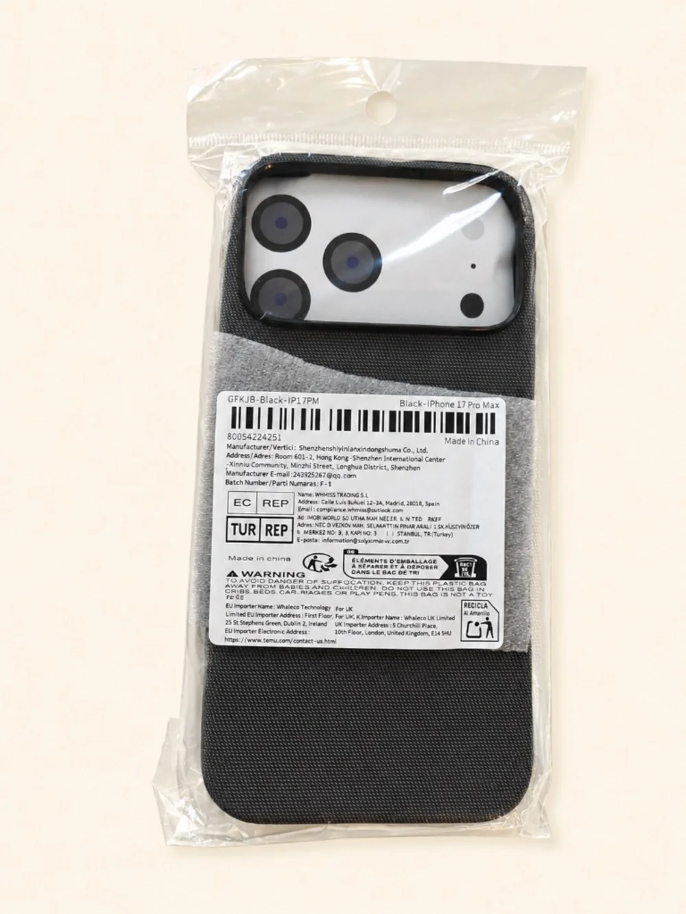Black Magnetic Textured Case for iPhone 17 Pro Max with Camera Protection